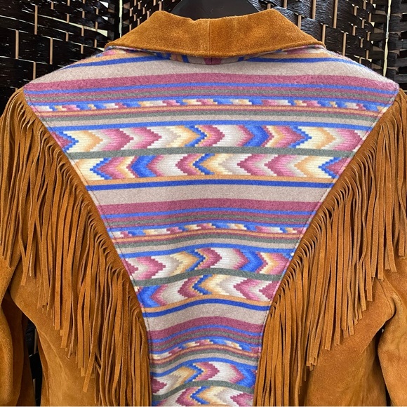 Vtg Lariat Genuine Suede Leather Fringe Jacket - Picture 4 of 10
